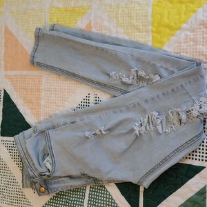 Shein Women's Light Blue Distressed Skinny Jeans